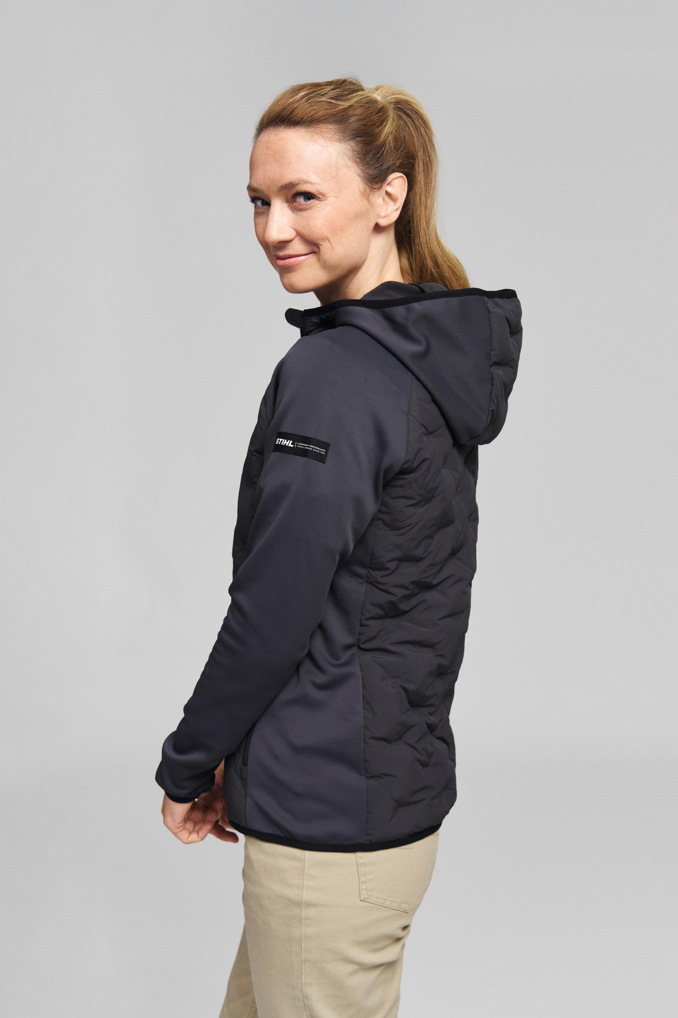 Veste HYBRID HOOD grise femme