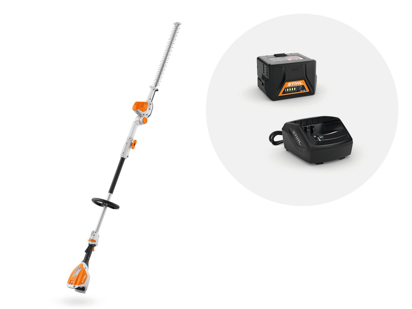 Taille-haies télescopique sur perche Stihl HLA 56 batterie AK SYSTEM 36V tête pivotante