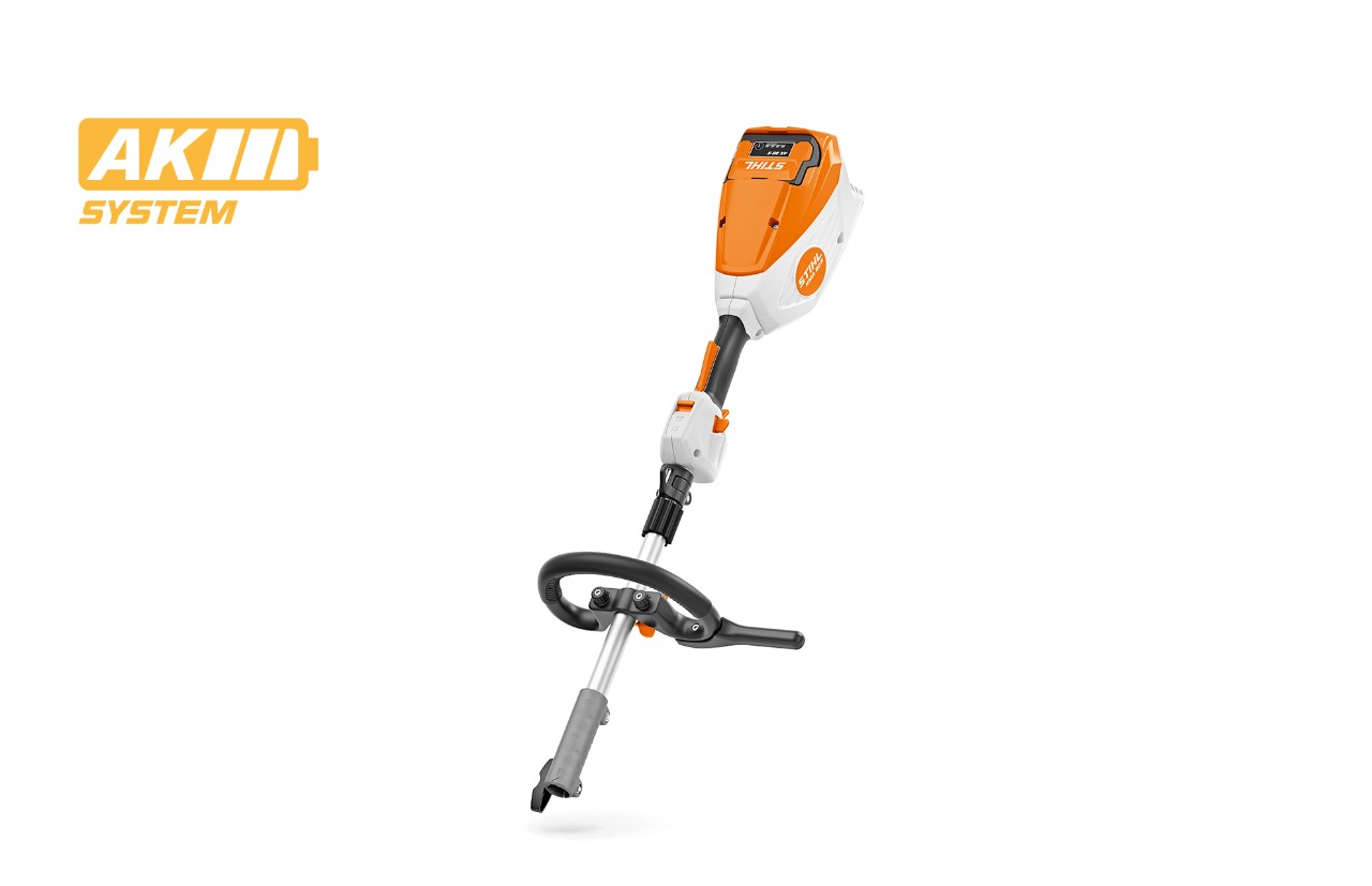 Image produit du moteur CombiSystème à batterie STIHL KMA 80 R, en haut à gauche icône de la batterie pour le système AK de STIHL