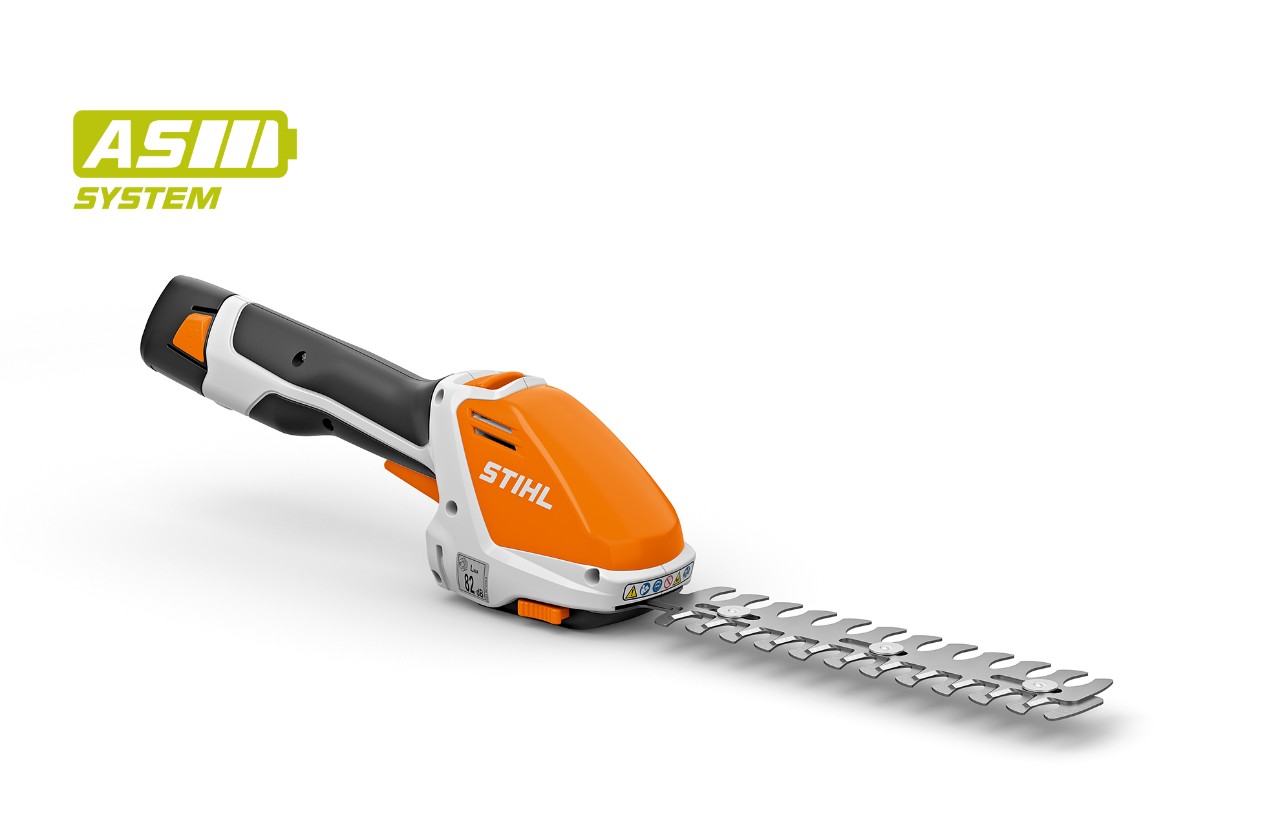 Image produit d’un taille-haie à batterie STIHL HSA 26, icône de batterie en haut à gauche pour le système AS de STIHL