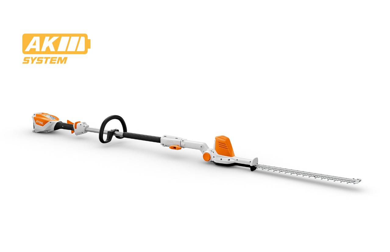 Image produit du taille-haie à batterie STIHL HLA 56, icône de batterie en haut à gauche pour le système AK de STIHL